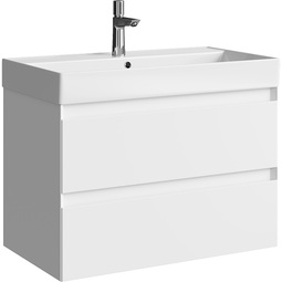 Тумба с раковиной Aqwella Geometria 80 белая матовая 2 ящика