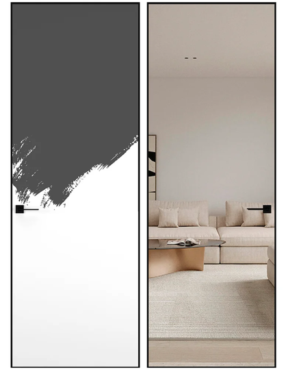 Скрытая дверь невидимка Hausdoors Инвизибл алюминиевая черная кромка 4 стороны лицевая сторона под покраску/противоположная сторона зеркало