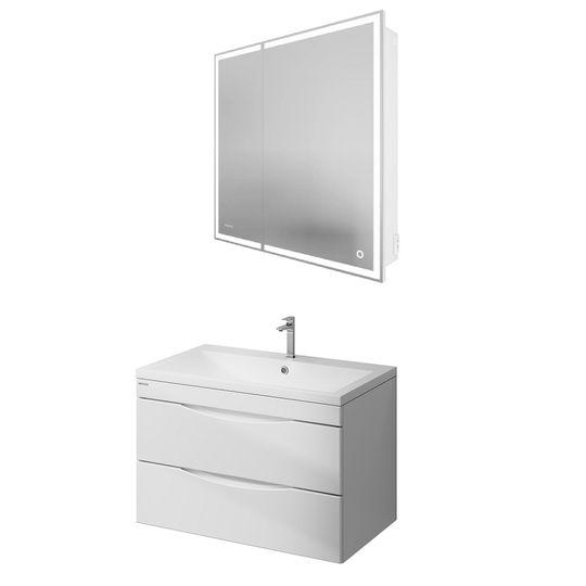 Комплект мебели для ванной Grossman Виста 80 белый глянец подвесной