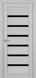 Межкомнатная дверь OPorte Турин 507 Дуб серый стекло лакобель черное