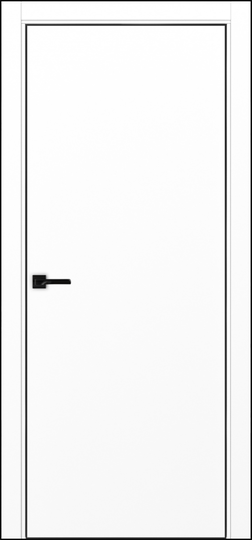 Межкомнатная дверь OPorte Неаполь 201 Белый снежный кромка 4 стороны алюминиевая черная