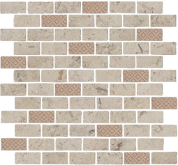 Мозаика керамогранитная Kerama Marazzi Про Лаймстоун Антика 3 мозаичный бежевый 32х30 см MBD015