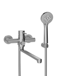 Смеситель с длинным изливом для ванны Stworki Киркенес S45110S с душевой лейкой сталь