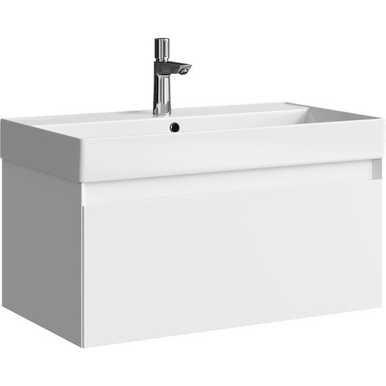 Тумба с раковиной Aqwella Geometria 80 белая матовая