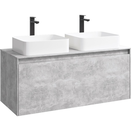 Тумба с двумя раковинами Aqwella Mobi 120 бетон светлый