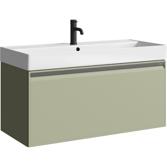 Тумба с раковиной Aqwella Pure 100 шалфей зеленый