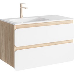 Тумба с раковиной Aqwella Vento 90 акация/белый левая