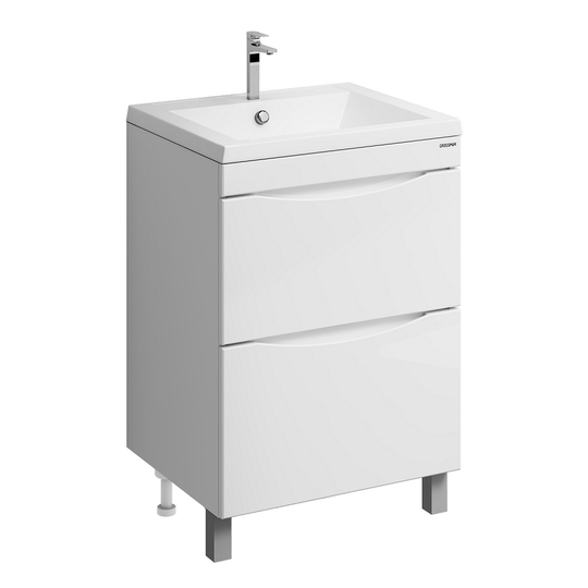 Тумба с раковиной Grossman Виста 58 белый глянец напольная