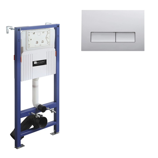 Инсталляция Veconi Frame V600 с кнопкой Flush V1 хром глянец