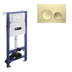 Инсталляция Veconi Frame V600 с кнопкой Flush V2 золото брашинг