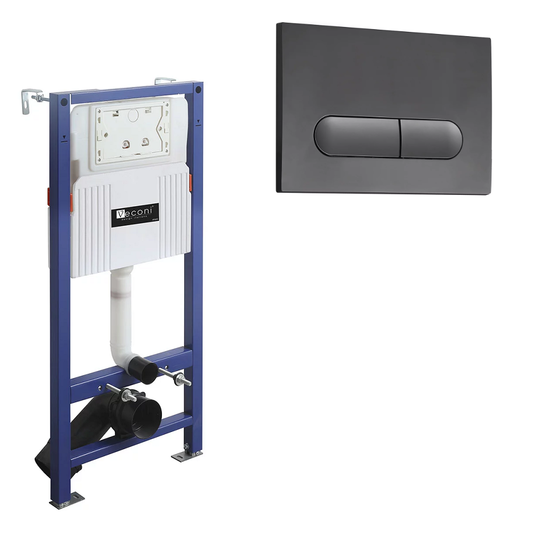 Инсталляция Veconi Frame V600 с кнопкой Flush V3 оружейная сталь матовая