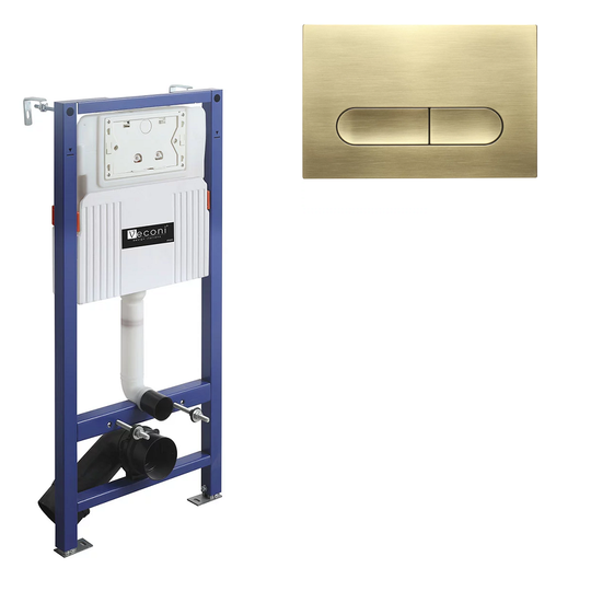 Инсталляция Veconi Frame V600 с кнопкой Flush V3 золото брашинг