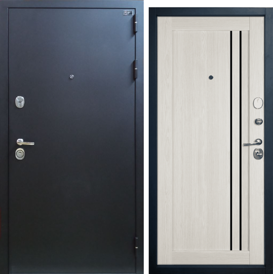 Входная дверь VFD Expert Pro 3K Букле черный/Atum Pro 33 Artic Oak стекло лакобель черное black gloss